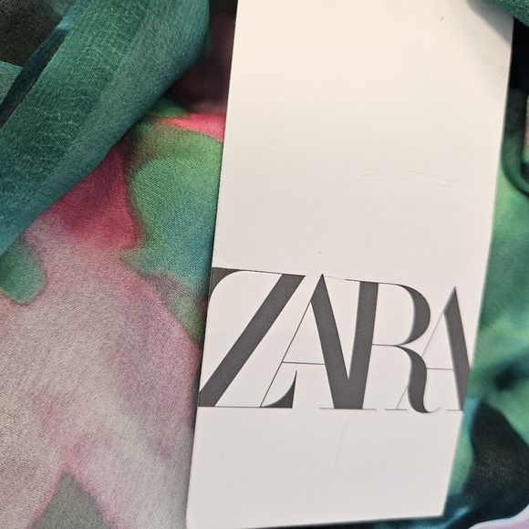 Zara Floral Wide Leg Jumpsuit Watercolor NEW - Picture 3 of 6